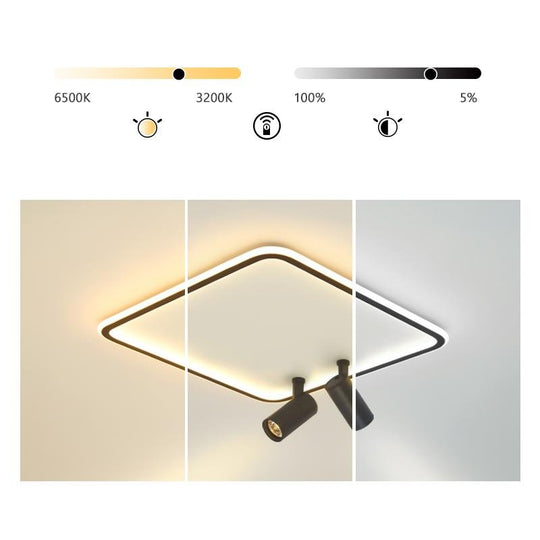 Black Square Industrial Flush Mount Spotlight