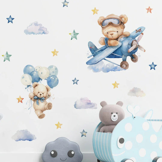Teddy Bear Adventure Wall Decals For Kids Room Decor