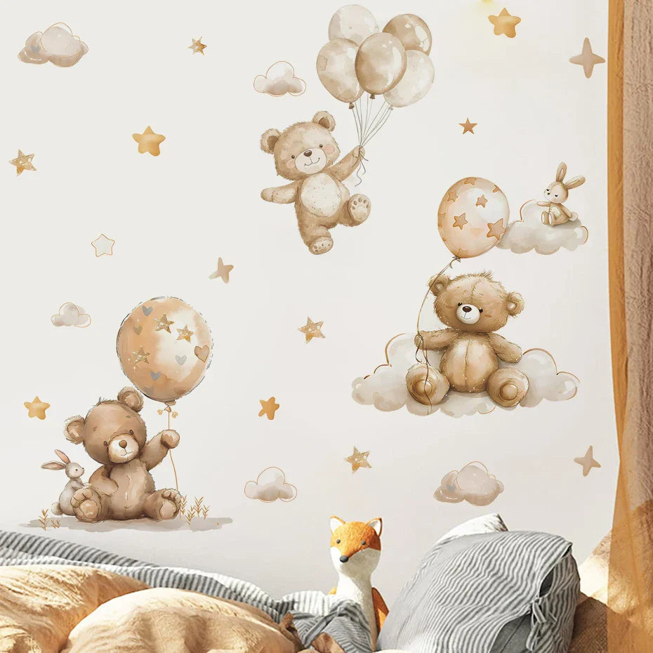 Teddy Bear Adventure Wall Decals For Kids Room Decor