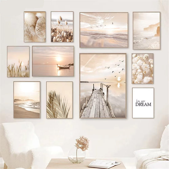 Tranquil Sunset Seascape Landscape Canvas Wall Art