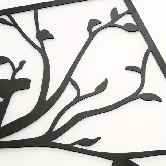 Set of 3 Tree of Life Birds Black Metal Wall Art Decor