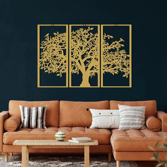Set of 3 Tree of Life Black Metal Wall Art Plaques