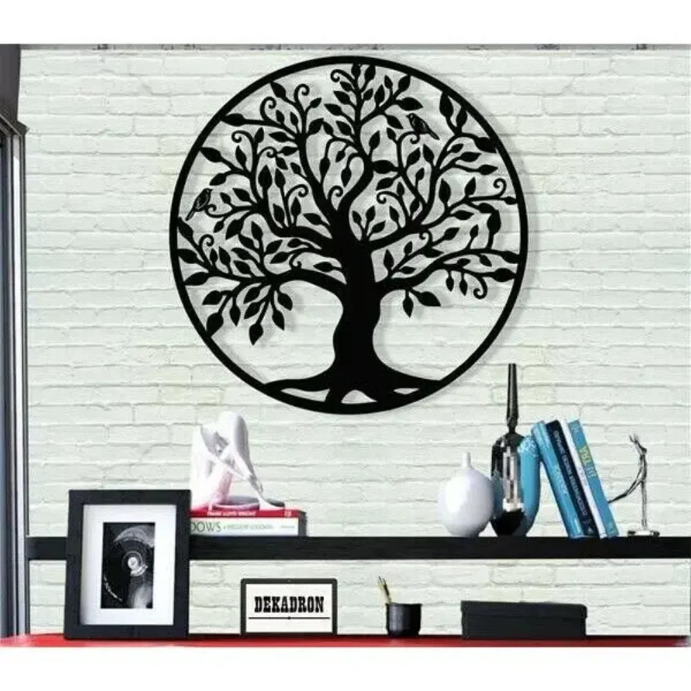 Tree of Life Silhouette Black Metal Wall Art Decor