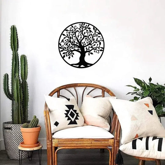 Tree of Life Silhouette Black Metal Wall Art Decor