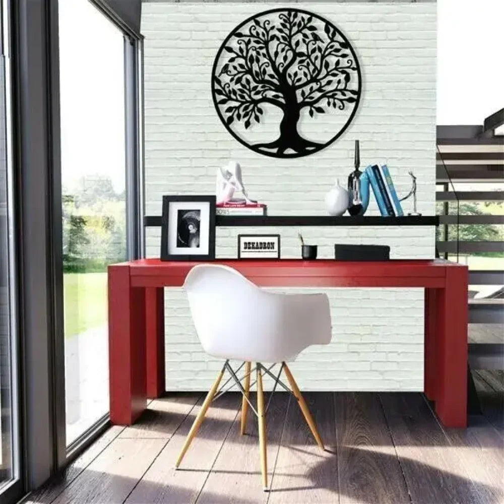 Tree of Life Silhouette Black Metal Wall Art Decor