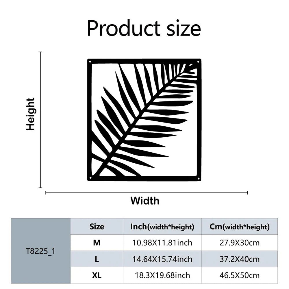 Tropical Palm Leaves Silhouette Black Metal Wall Art Decor