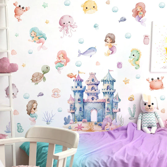 Underwater Fantasy Mermaid Castle Nursery Wall Decals