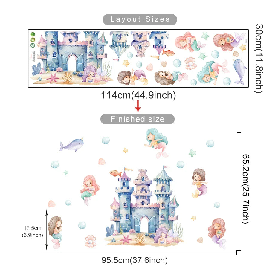 Underwater Fantasy Mermaid Castle Nursery Wall Decals
