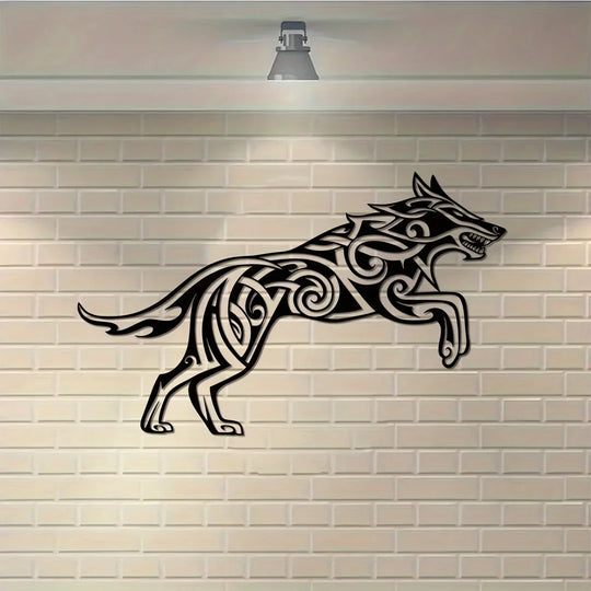 Viking Wolf Black Metal Wall Art Decor