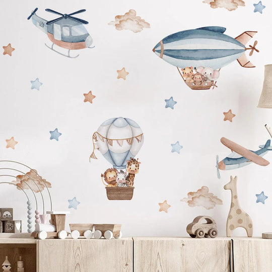 Up and Away Hot Air Balloon Clouds Wall Stickers