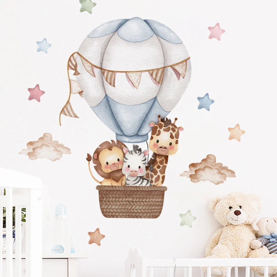 Up and Away Hot Air Balloon Clouds Wall Stickers