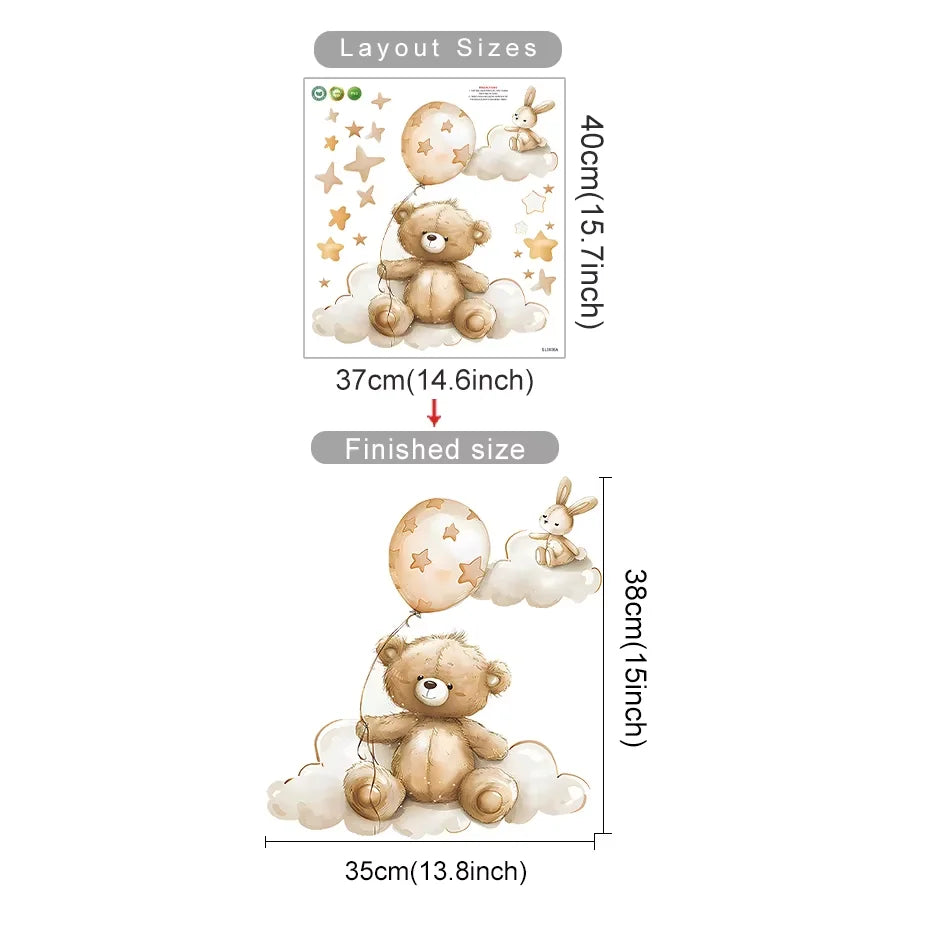 Up &amp; Away Hot Air Balloon Baby Animal Wall Decals