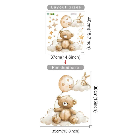 Up &amp; Away Hot Air Balloon Baby Animal Wall Decals