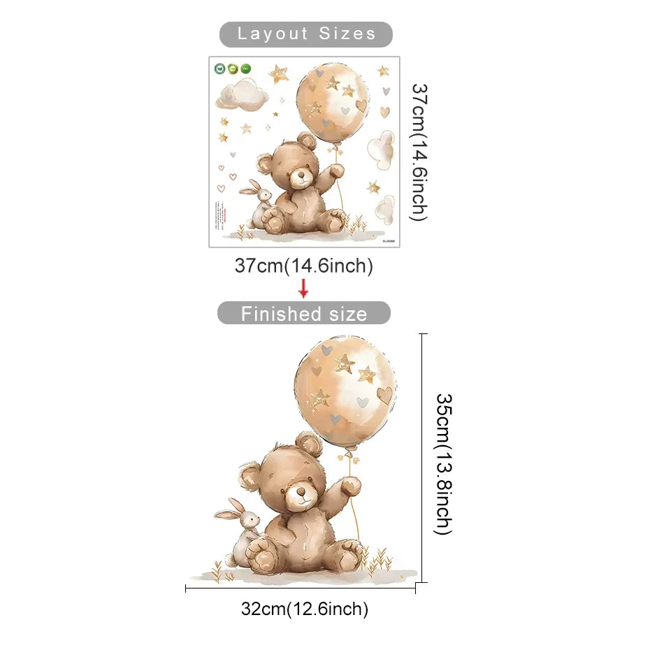 Up &amp; Away Hot Air Balloon Baby Animal Wall Decals