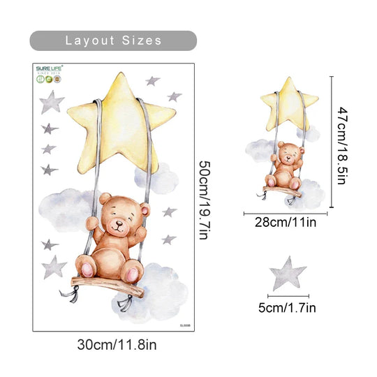 Up &amp; Away Hot Air Balloon Baby Animal Wall Decals