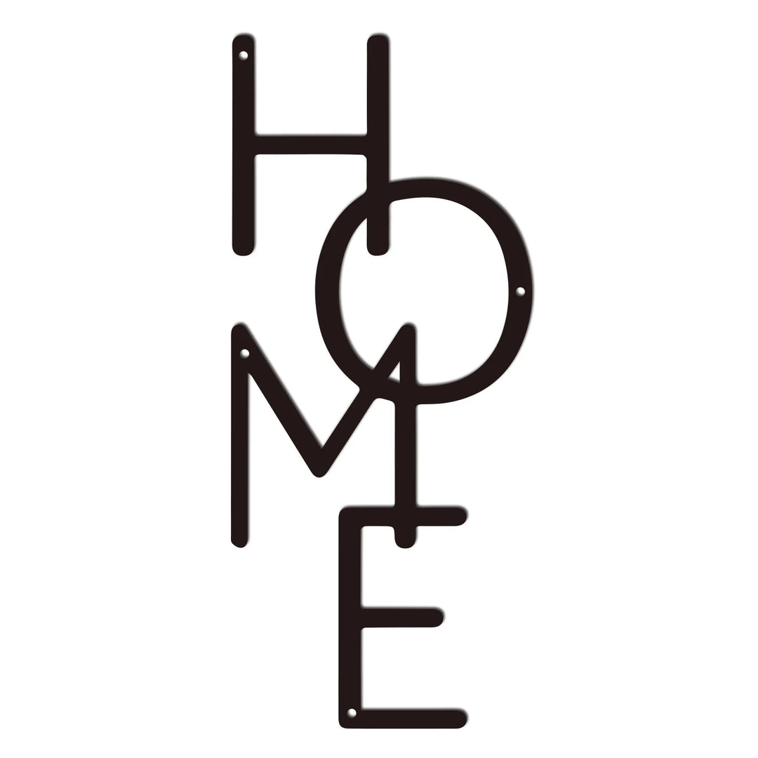 Vertical Home Typographic Black Metal Wall Art Decor
