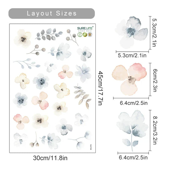 Watercolor Wild Meadow Floral Wall Decals