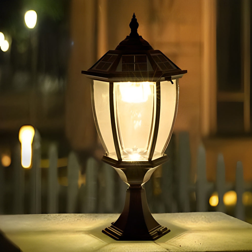 LED Waterproof Black Vintage Outdoor Solar Fence Post Lights with Remote