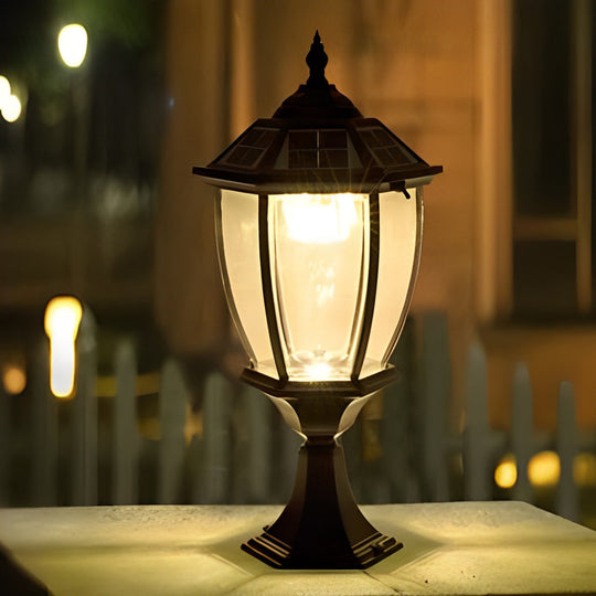LED Waterproof Black Vintage Outdoor Solar Fence Post Lights with Remote