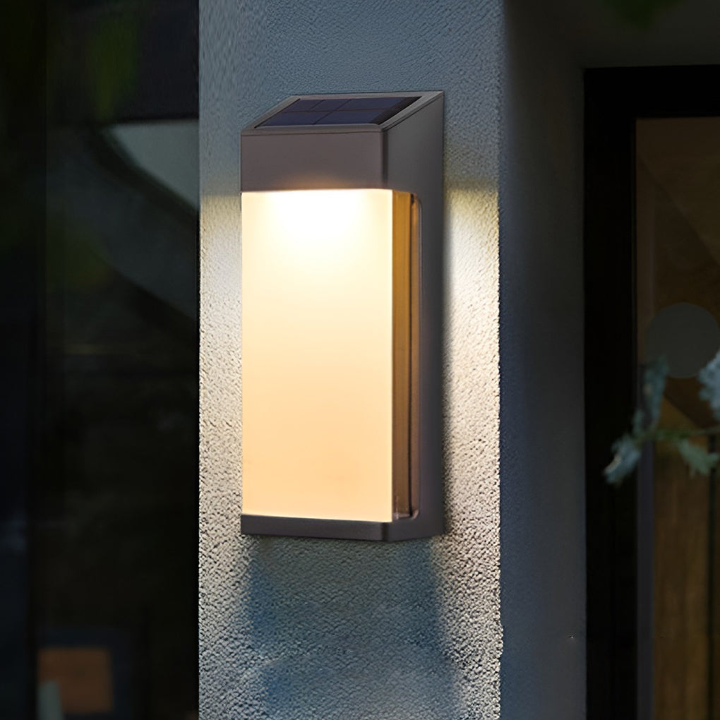 2 Pcs Rectangular LED Light Controlled Waterproof Outdoor Solar Sconce Lighting