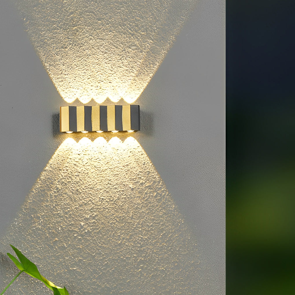 Black &amp; Gold Aluminum LED Outdoor Up Down Wall Light