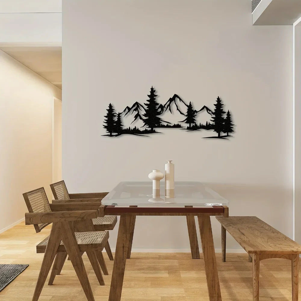 Wild Mountain Wilderness Black Metal Wall Art Decor
