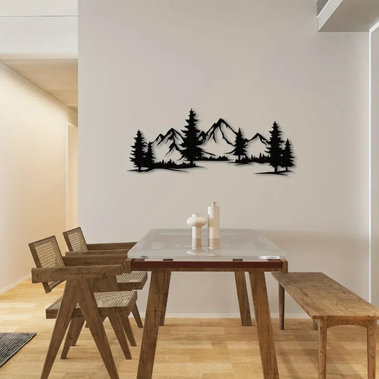Wild Mountain Wilderness Black Metal Wall Art Decor