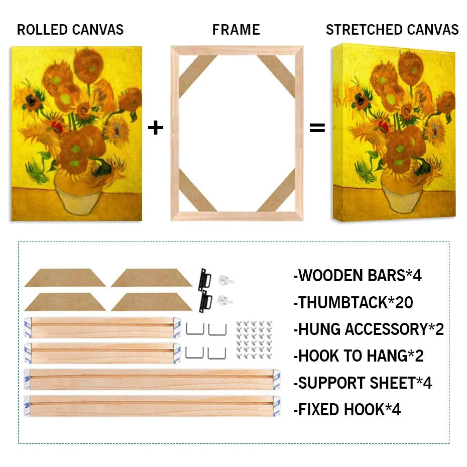 DIY Natural Wood Canvas Frame Kit Custom Sizes