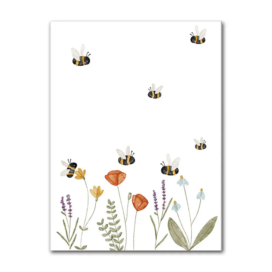 Woodland Animals Cute Nursery Canvas Wall Art