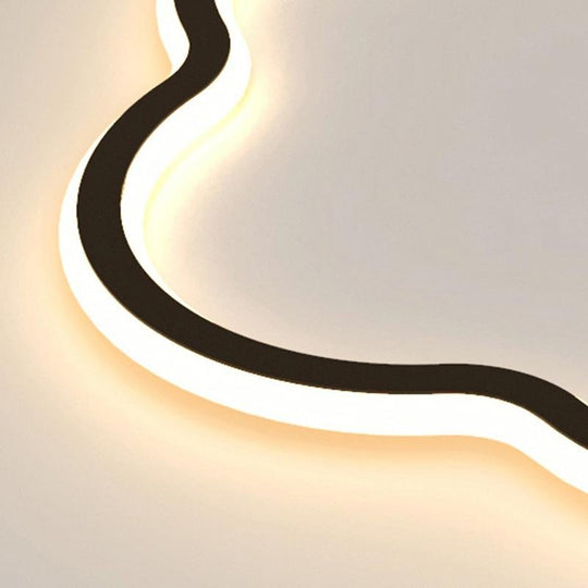 Cloud Shaped White &amp; Black LED Flush Mount Ceiling Light – Modern Flower Design