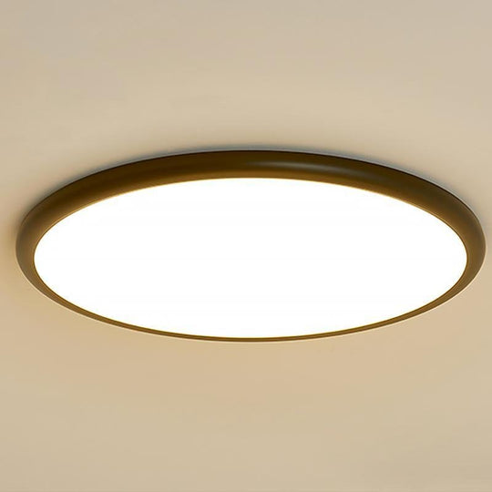 16" Modern LED Geometric Circle Flush Mount Ceiling Light – Black &amp; White Edge