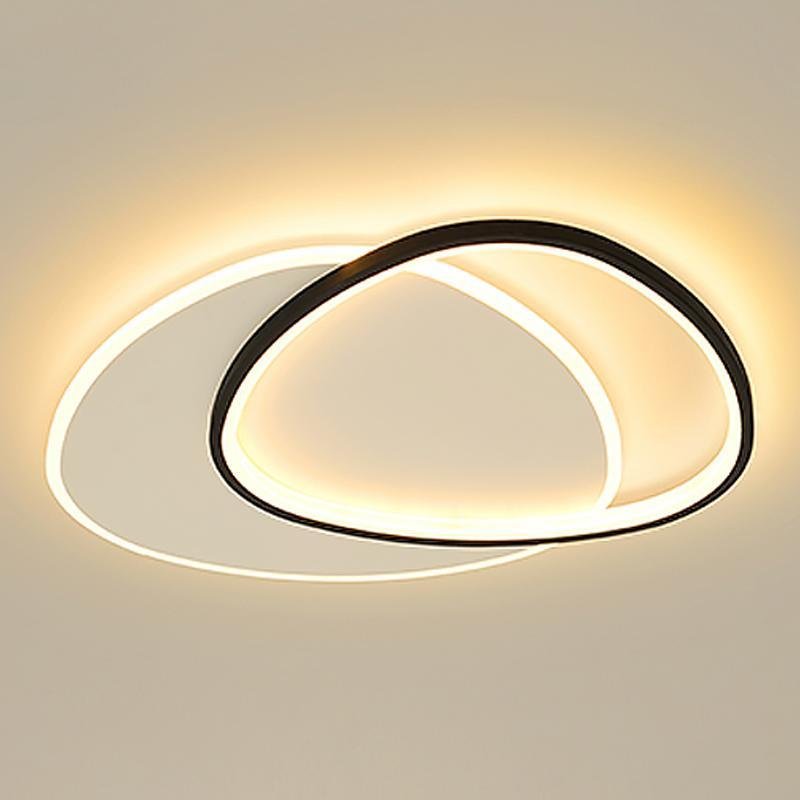 White &amp; Black Unique Circle LED Flush Mount Ceiling Light