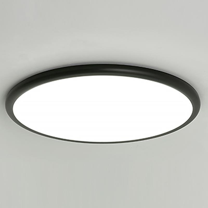 16" Modern LED Geometric Circle Flush Mount Ceiling Light – Black &amp; White Edge
