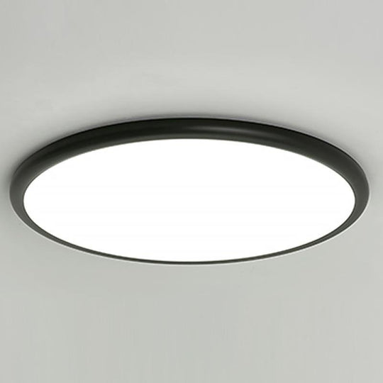 16" Modern LED Geometric Circle Flush Mount Ceiling Light – Black &amp; White Edge