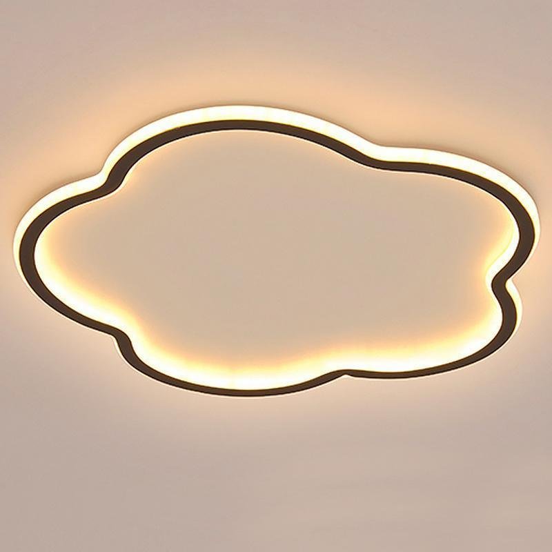 Cloud Shaped White &amp; Black LED Flush Mount Ceiling Light – Modern Flower Design
