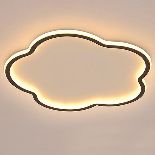 Cloud Shaped White &amp; Black LED Flush Mount Ceiling Light – Modern Flower Design