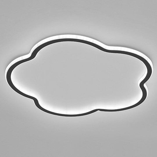 Cloud Shaped White &amp; Black LED Flush Mount Ceiling Light – Modern Flower Design
