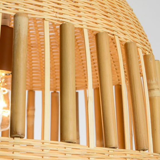 Dome Pendant Bamboo Ceiling Light with Seethrough Middle Area