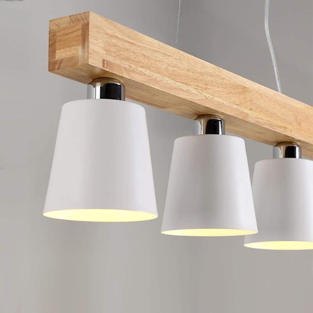 Row of Lights Farmhouse Pendant Light Metal &amp; Wood Pendant Lighting