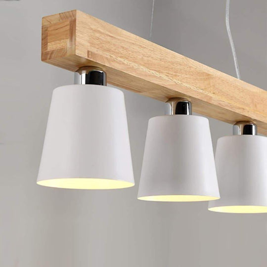 Row of Lights Farmhouse Pendant Light Metal &amp; Wood Pendant Lighting
