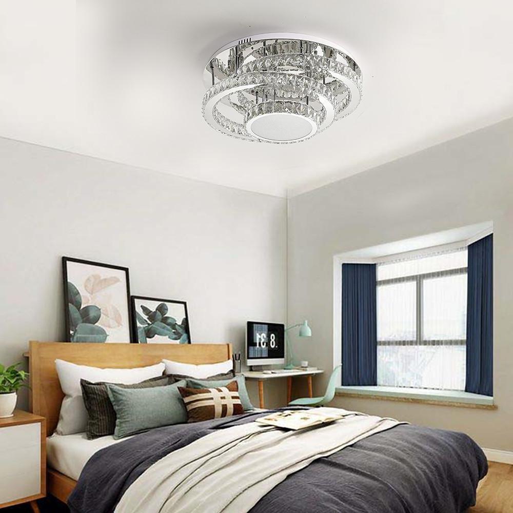 Gradated Flush Mount Ceiling Light – Industrial Acrylic &amp; Stainless Steel LED