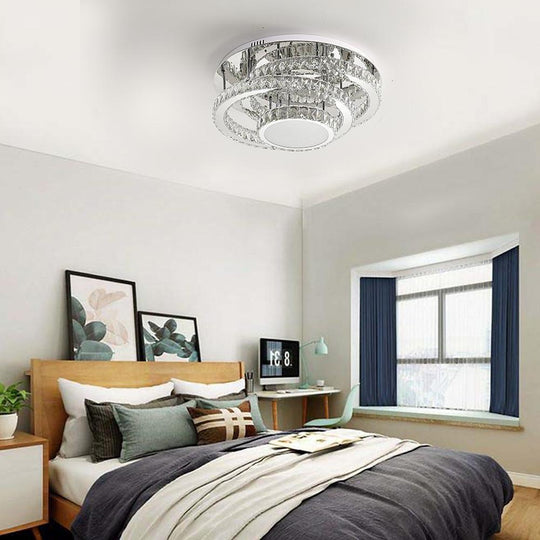 Gradated Flush Mount Ceiling Light – Industrial Acrylic &amp; Stainless Steel LED