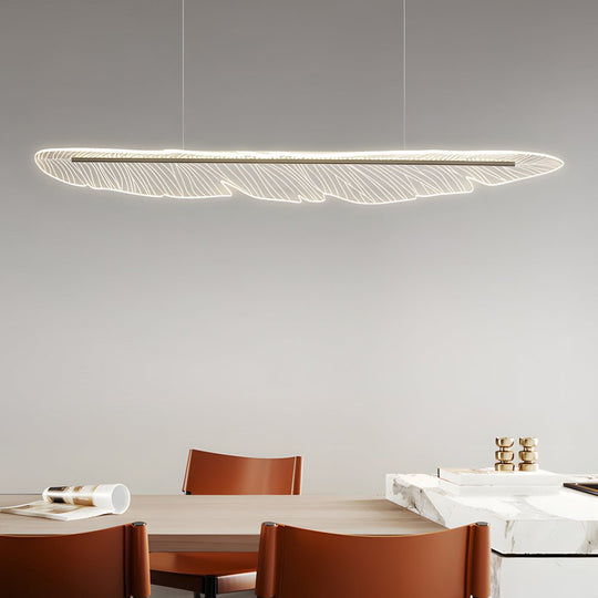 Acrylic Long Feathers Leaf LED Three Step Dimming Modern Chandelier