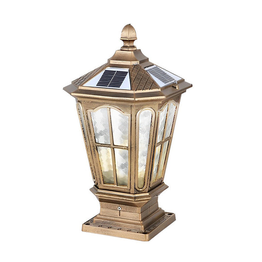 Retro Pavilion Shape Waterproof LED Solar Powered Fence Post Lights
