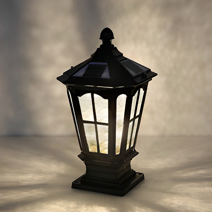 Retro Pavilion Shape Waterproof LED Solar Powered Fence Post Lights