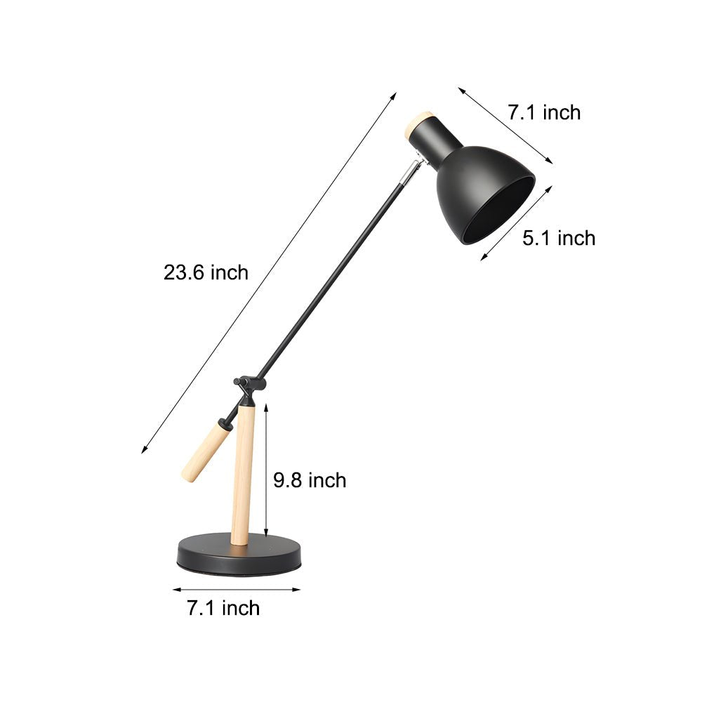 Adjustable Rotatable Wood &amp; Metal Reading Desk Lamp