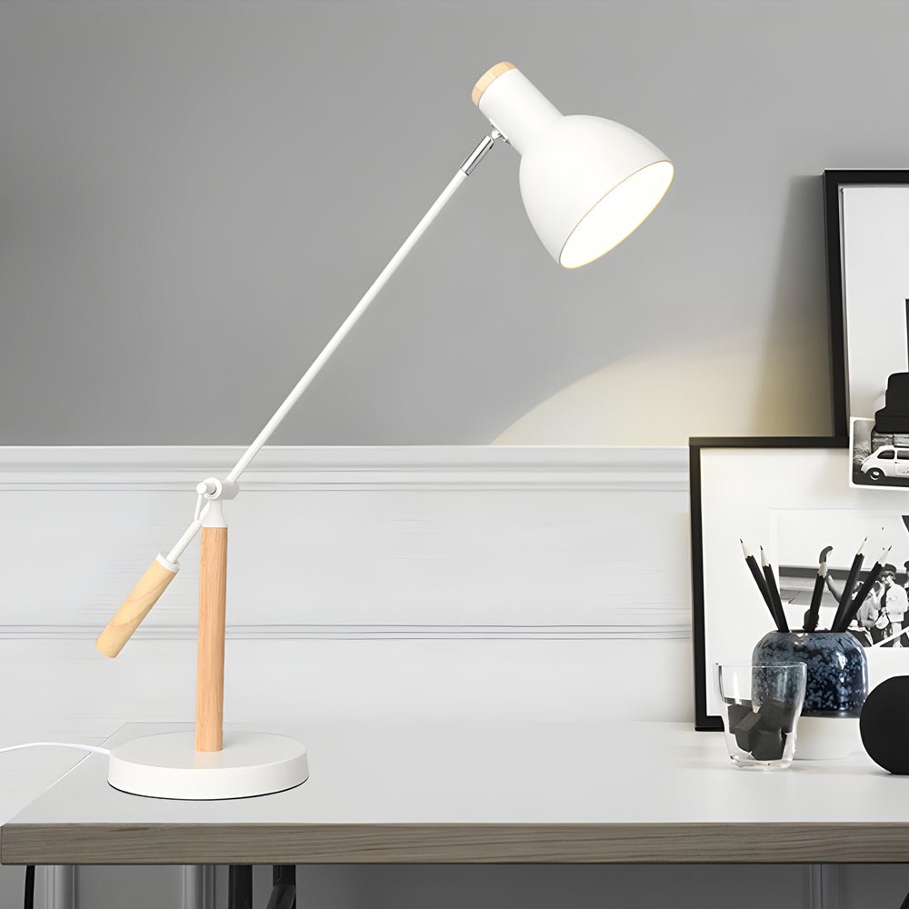 Adjustable Rotatable Wood &amp; Metal Reading Desk Lamp