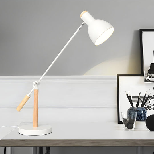 Adjustable Rotatable Wood &amp; Metal Reading Desk Lamp