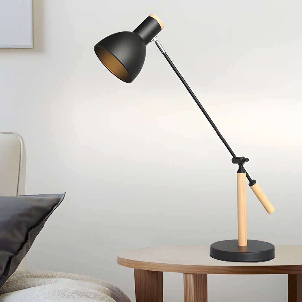 Adjustable Rotatable Wood &amp; Metal Reading Desk Lamp