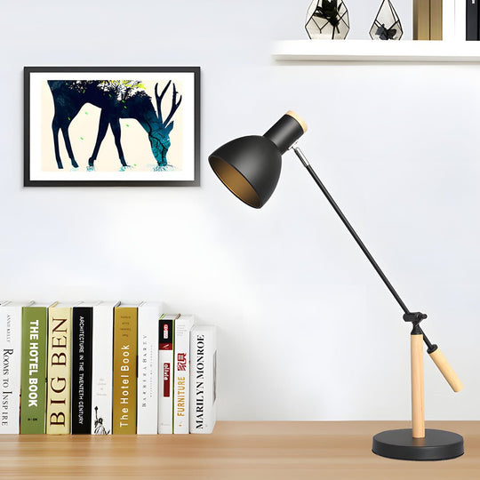 Adjustable Rotatable Wood &amp; Metal Reading Desk Lamp